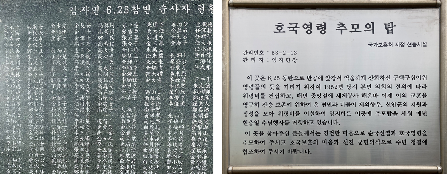 임자면 6·25참변 순사자 현황
