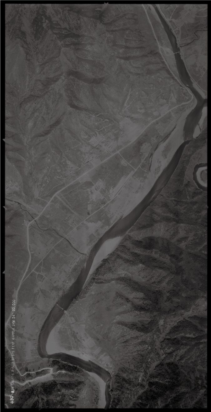 1954년 항공사진으로 본 강원 인제군 중심지 전경. @국토정보맵