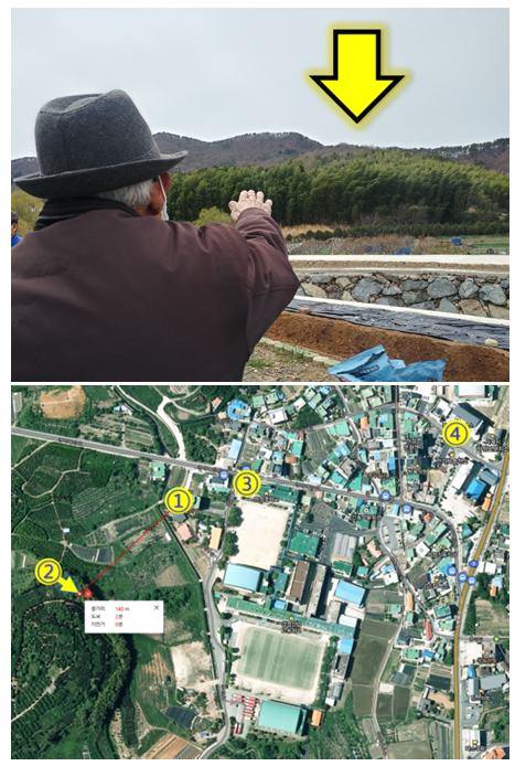 희생 장소인 하청중학교 앞산.