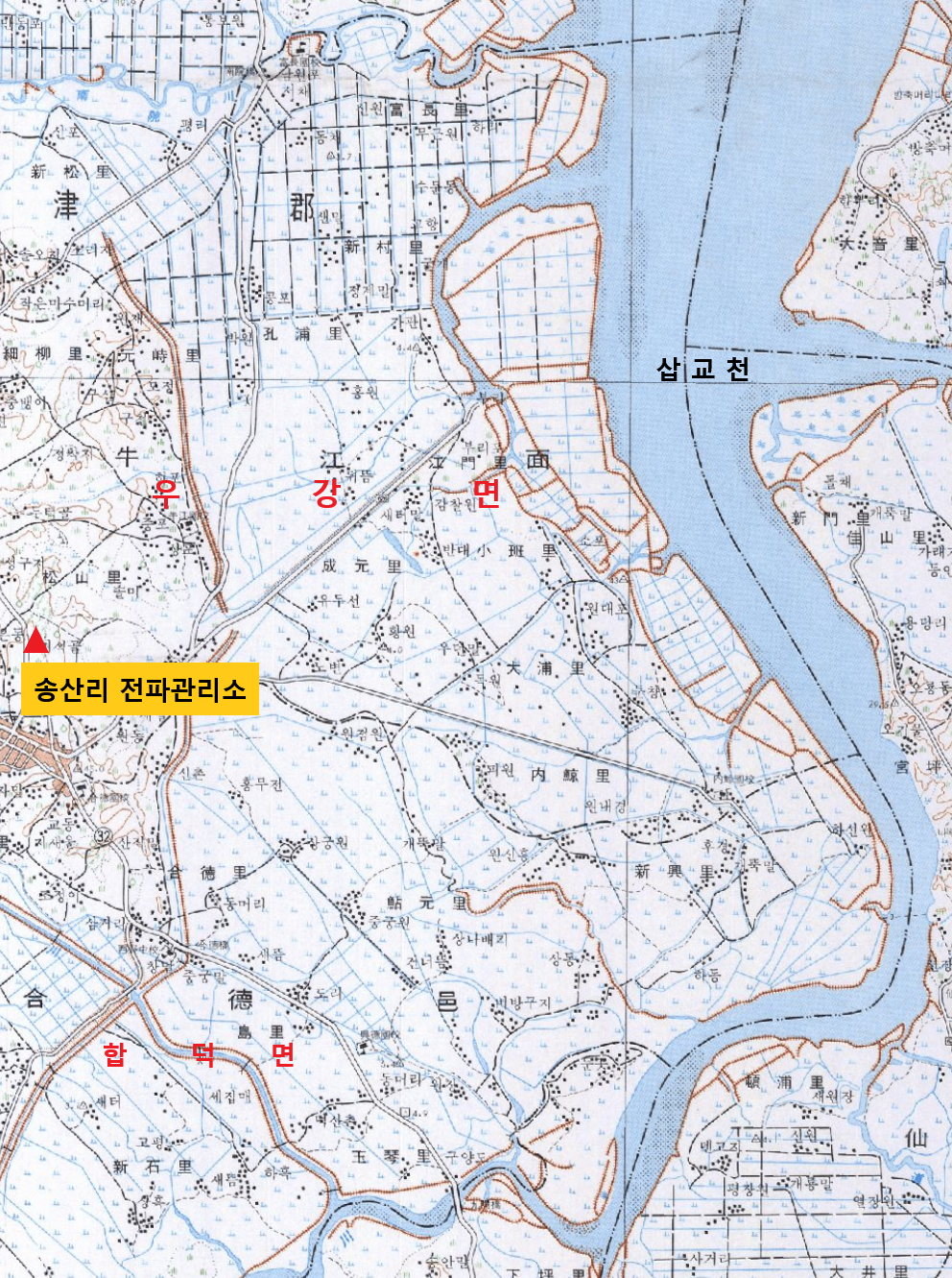 1970년대 지도 당진군 우강면 송산리 전파관리소