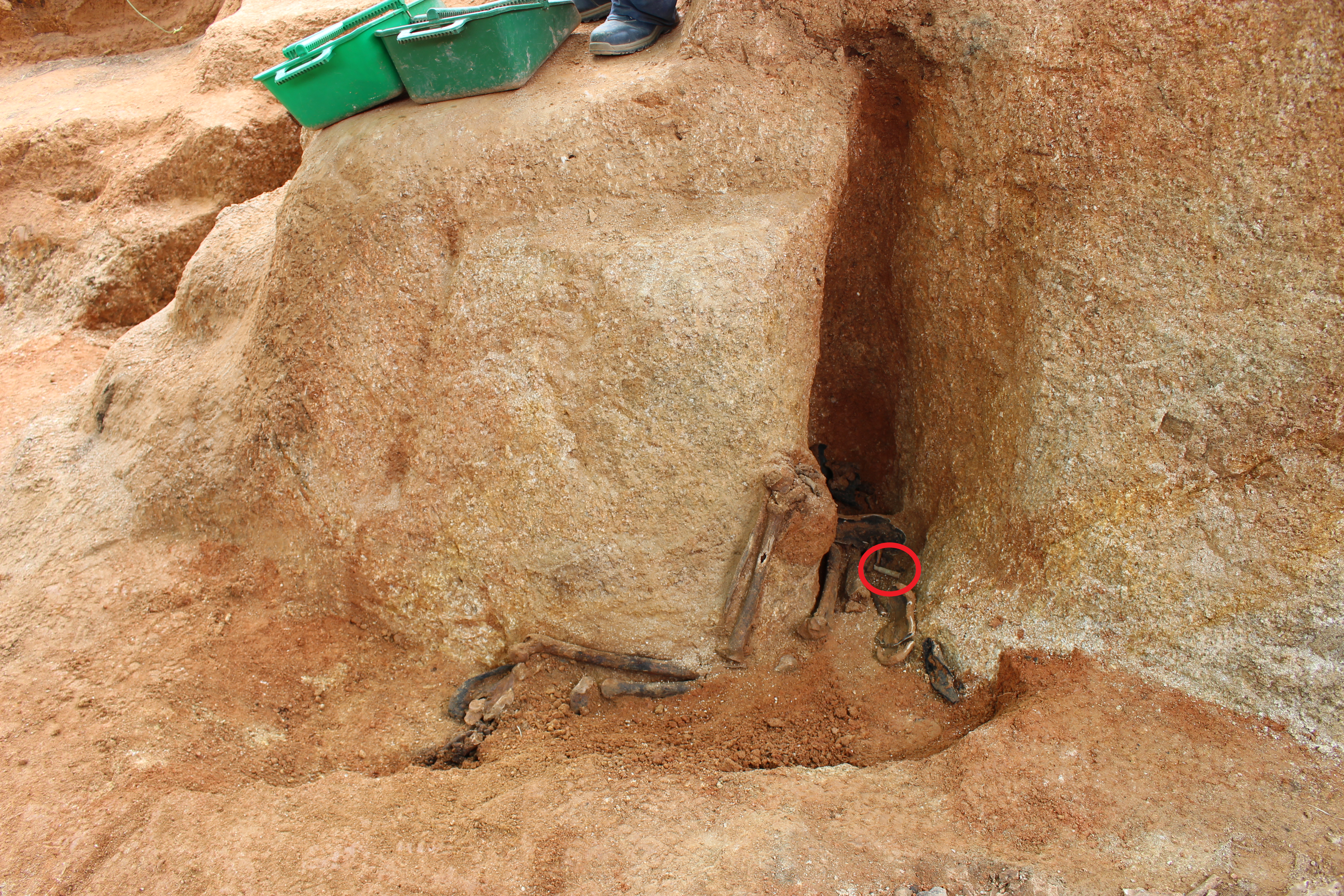 유해와 함께 발견된 신발과 탄피