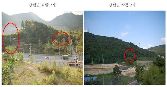 생림면 나밭고개와 상동고개