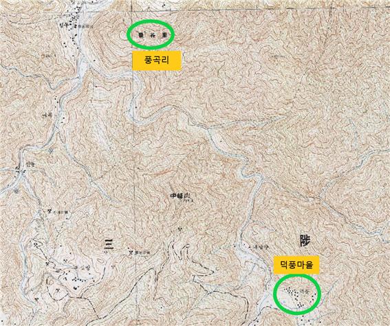 풍곡리와 덕풍마을 지도