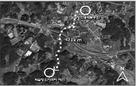 당진읍 시곡리 야산 사건 희생자의 감금 장소와 희생 장소