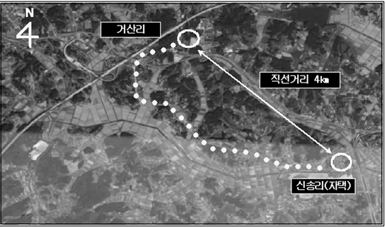 신평면 유○준 사건의 희생 장소